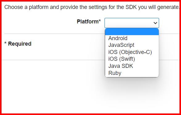 Picture showing selecting the platform for which SDK needs to be downloaded